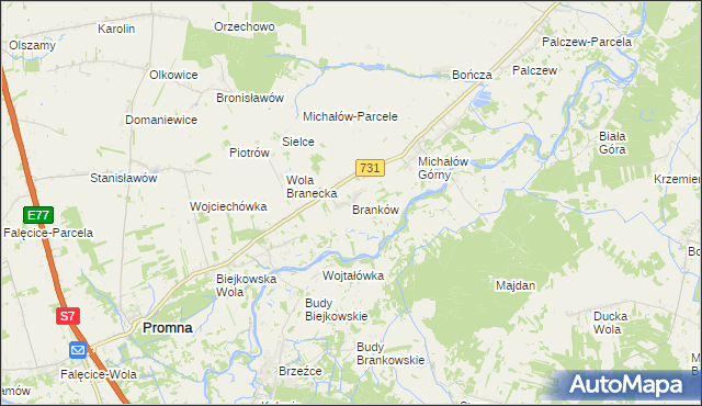 mapa Branków, Branków na mapie Targeo