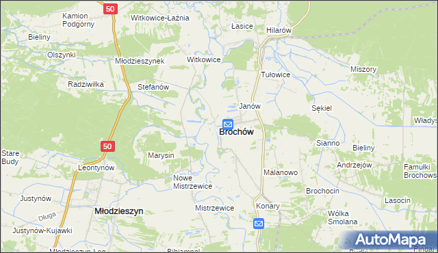 mapa Brochów powiat sochaczewski, Brochów powiat sochaczewski na mapie Targeo