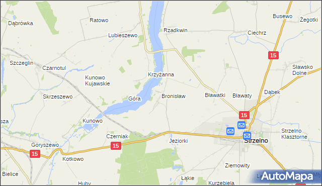 mapa Bronisław gmina Strzelno, Bronisław gmina Strzelno na mapie Targeo