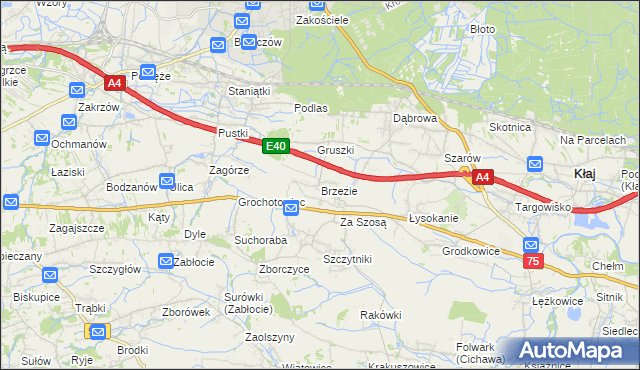 mapa Brzezie gmina Kłaj, Brzezie gmina Kłaj na mapie Targeo