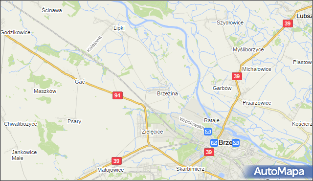 mapa Brzezina gmina Skarbimierz, Brzezina gmina Skarbimierz na mapie Targeo
