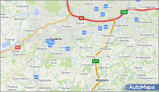 mapa Brzyczyna, Brzyczyna na mapie Targeo