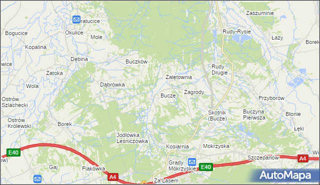 mapa Bucze gmina Brzesko, Bucze gmina Brzesko na mapie Targeo