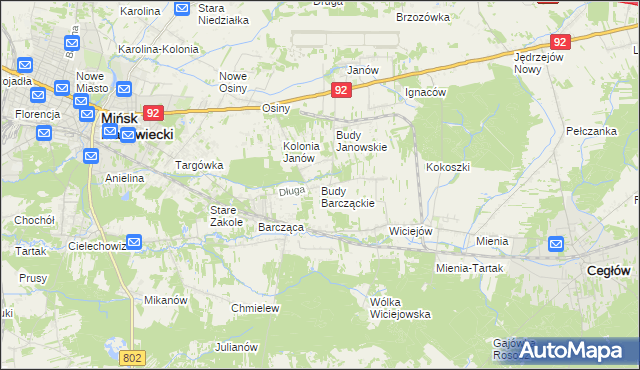 mapa Budy Barcząckie, Budy Barcząckie na mapie Targeo