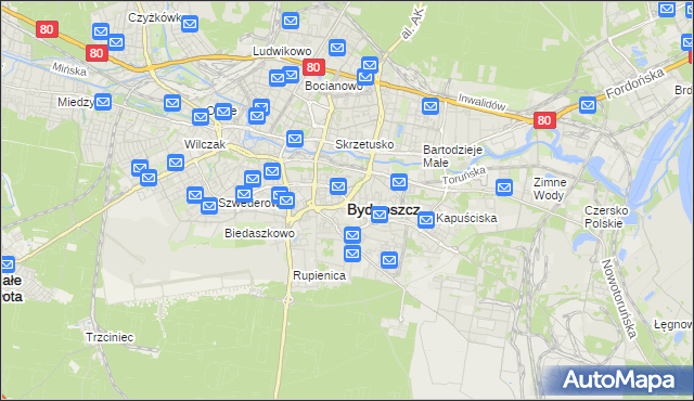 mapa Bydgoszczy, Bydgoszcz na mapie Targeo