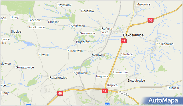 mapa Bykowice, Bykowice na mapie Targeo