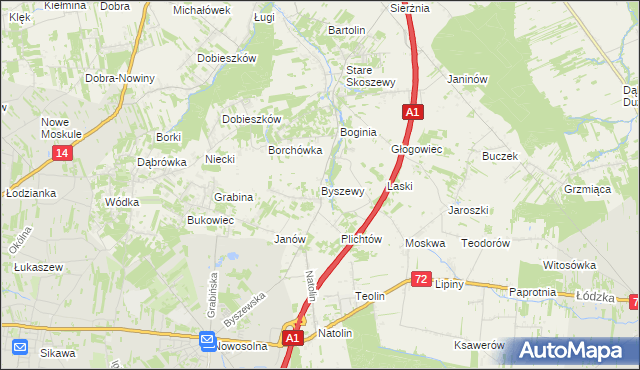 mapa Byszewy, Byszewy na mapie Targeo
