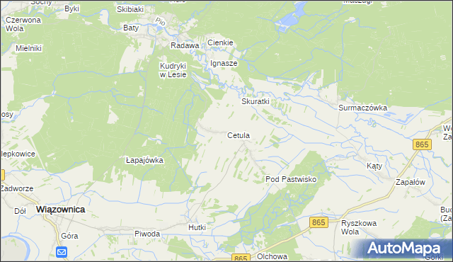 mapa Cetula, Cetula na mapie Targeo