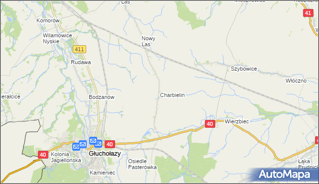 mapa Charbielin gmina Głuchołazy, Charbielin gmina Głuchołazy na mapie Targeo