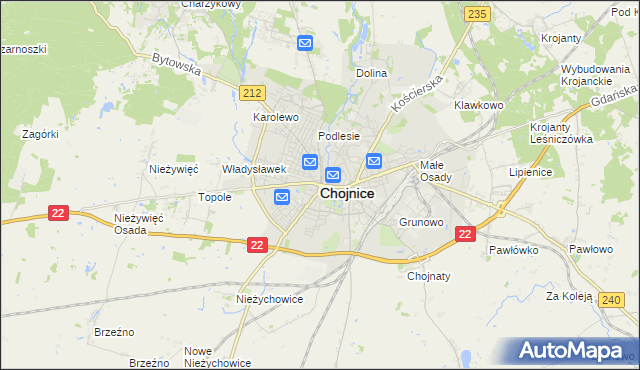 mapa Chojnic, Chojnice na mapie Targeo