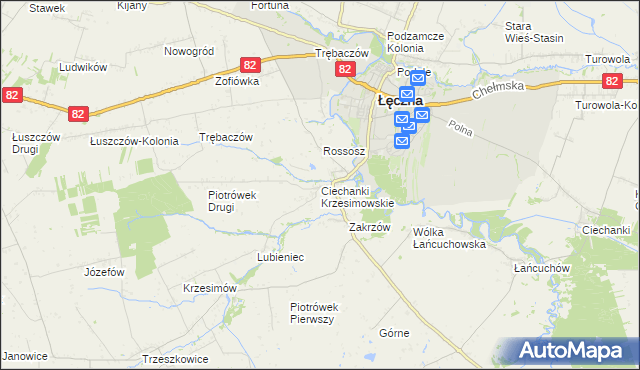 mapa Ciechanki Krzesimowskie, Ciechanki Krzesimowskie na mapie Targeo