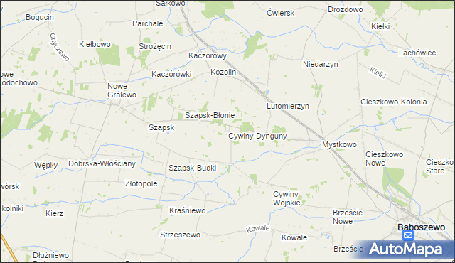 mapa Cywiny-Dynguny, Cywiny-Dynguny na mapie Targeo