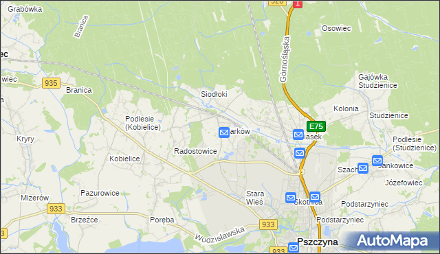 mapa Czarków gmina Pszczyna, Czarków gmina Pszczyna na mapie Targeo