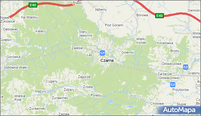 mapa Czarna powiat dębicki, Czarna powiat dębicki na mapie Targeo