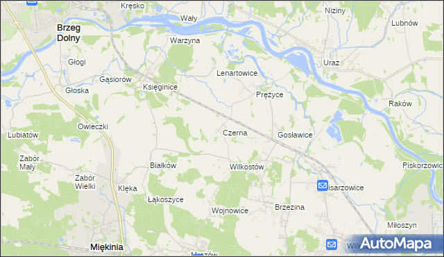 mapa Czerna gmina Miękinia, Czerna gmina Miękinia na mapie Targeo