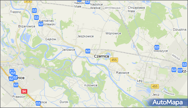 mapa Czernica powiat wrocławski, Czernica powiat wrocławski na mapie Targeo