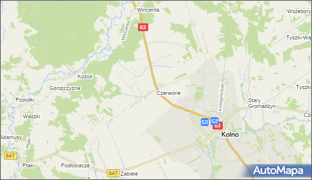 mapa Czerwone, Czerwone na mapie Targeo