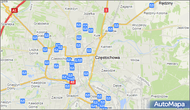 mapa Częstochowy, Częstochowa na mapie Targeo