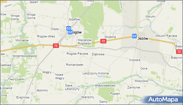 mapa Dąbrowa gmina Jeżów, Dąbrowa gmina Jeżów na mapie Targeo
