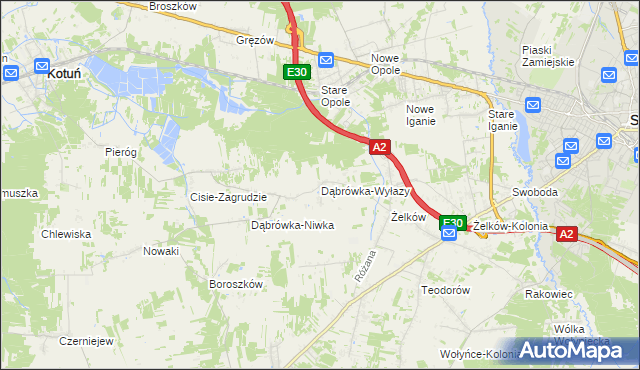 mapa Dąbrówka-Wyłazy, Dąbrówka-Wyłazy na mapie Targeo