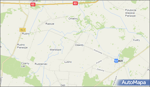 mapa Dawidy gmina Jabłoń, Dawidy gmina Jabłoń na mapie Targeo