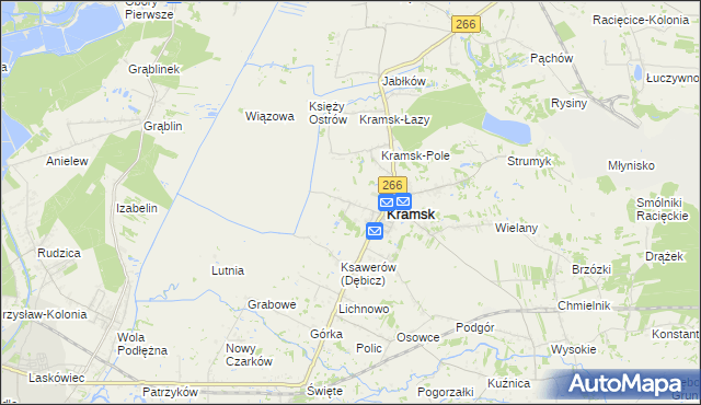 mapa Dębicz gmina Kramsk, Dębicz gmina Kramsk na mapie Targeo