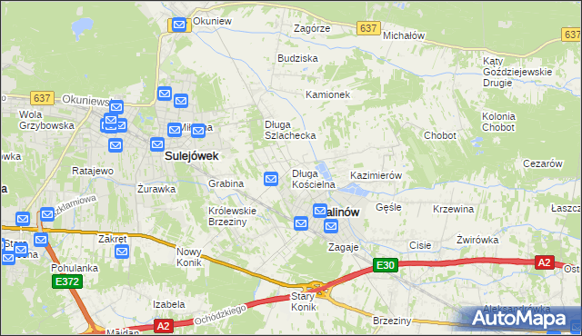 mapa Długa Kościelna, Długa Kościelna na mapie Targeo
