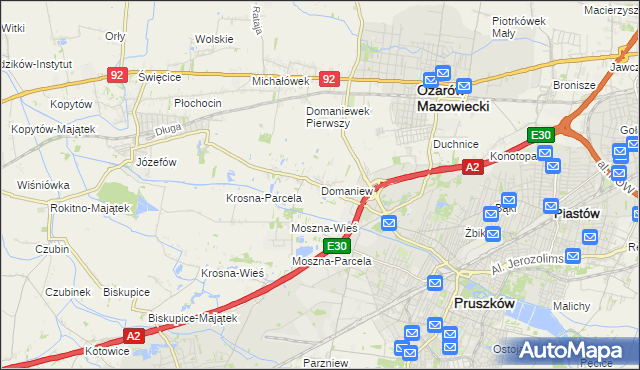 mapa Domaniew gmina Brwinów, Domaniew gmina Brwinów na mapie Targeo