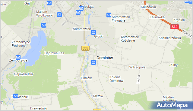 mapa Dominów gmina Głusk, Dominów gmina Głusk na mapie Targeo