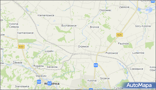 mapa Drzewce gmina Nałęczów, Drzewce gmina Nałęczów na mapie Targeo