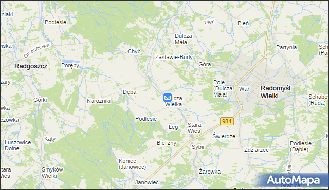 mapa Dulcza Wielka, Dulcza Wielka na mapie Targeo