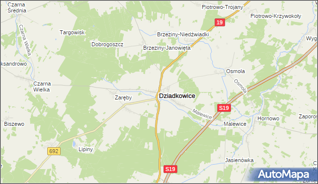 mapa Dziadkowice powiat siemiatycki, Dziadkowice powiat siemiatycki na mapie Targeo