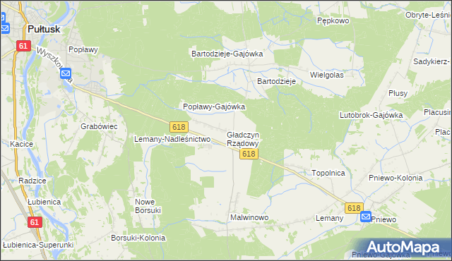 mapa Gładczyn Rządowy, Gładczyn Rządowy na mapie Targeo