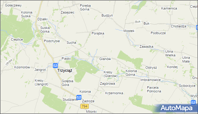 mapa Glanów, Glanów na mapie Targeo