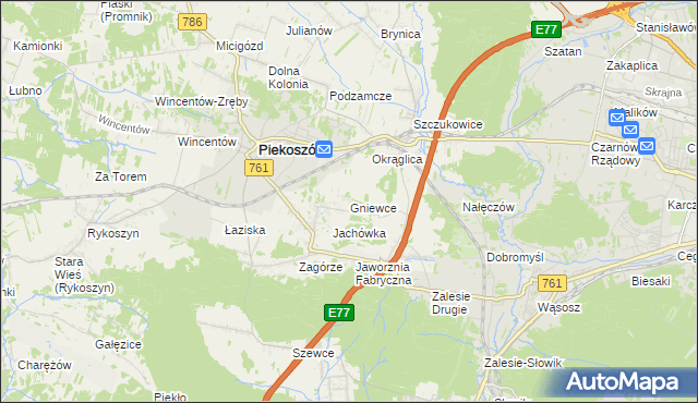 mapa Gniewce, Gniewce na mapie Targeo