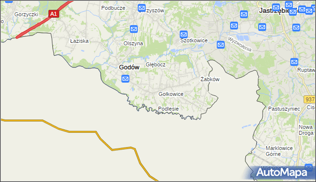 mapa Gołkowice gmina Godów, Gołkowice gmina Godów na mapie Targeo
