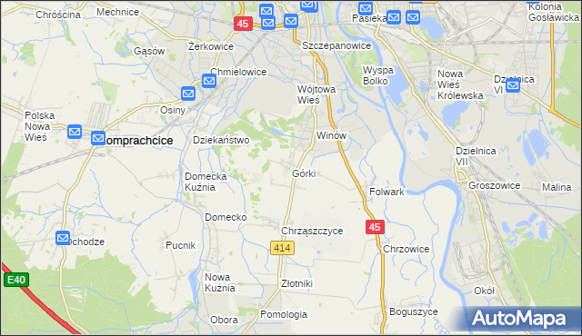 mapa Górki gmina Prószków, Górki gmina Prószków na mapie Targeo