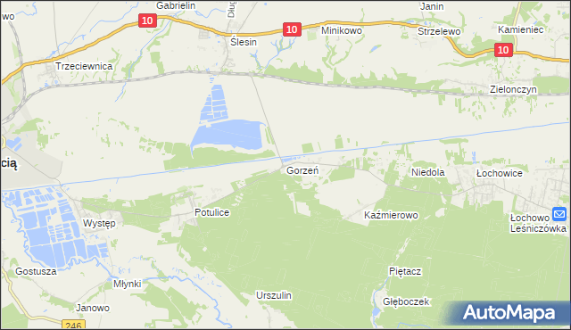 mapa Gorzeń gmina Nakło nad Notecią, Gorzeń gmina Nakło nad Notecią na mapie Targeo