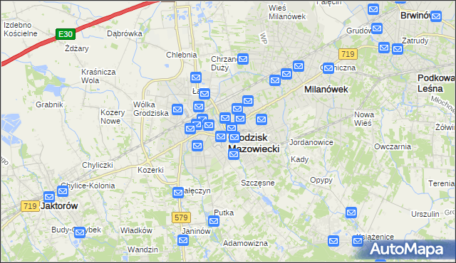 mapa Grodzisk Mazowiecki, Grodzisk Mazowiecki na mapie Targeo
