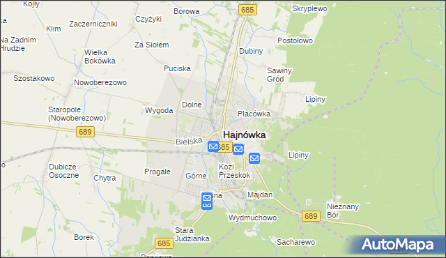 mapa Hajnówka, Hajnówka na mapie Targeo