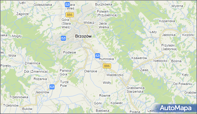 mapa Humniska, Humniska na mapie Targeo