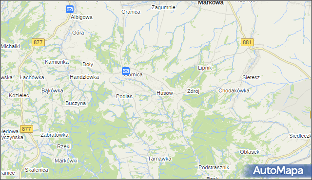 mapa Husów, Husów na mapie Targeo