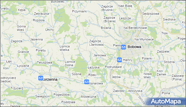 mapa Jankowa gmina Bobowa, Jankowa gmina Bobowa na mapie Targeo