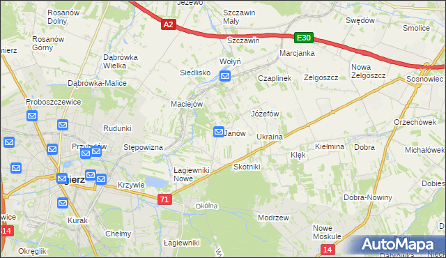 mapa Janów gmina Zgierz, Janów gmina Zgierz na mapie Targeo