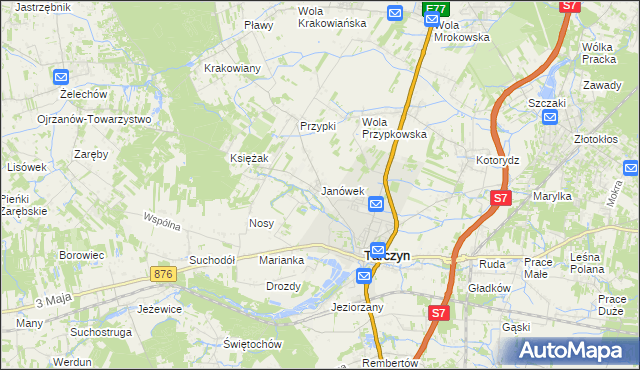 mapa Janówek gmina Tarczyn, Janówek gmina Tarczyn na mapie Targeo