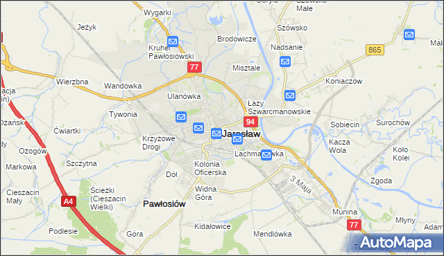 mapa Jarosławia, Jarosław na mapie Targeo