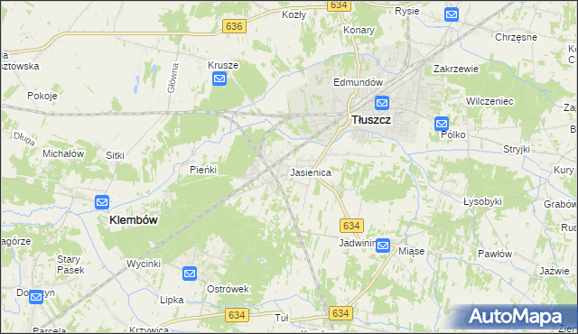 mapa Jasienica gmina Tłuszcz, Jasienica gmina Tłuszcz na mapie Targeo
