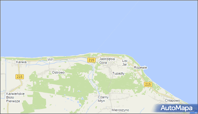 mapa Jastrzębia Góra, Jastrzębia Góra na mapie Targeo