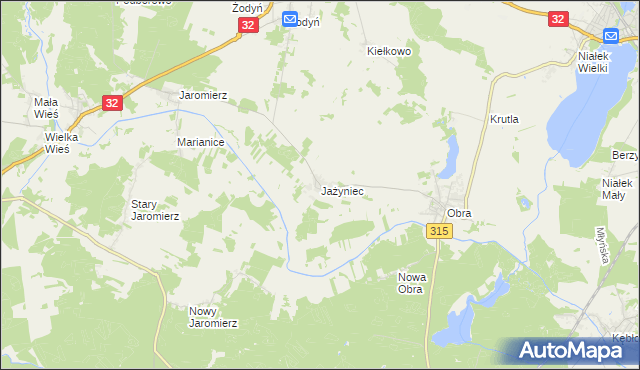 mapa Jażyniec, Jażyniec na mapie Targeo