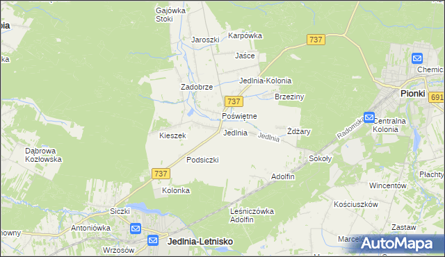 mapa Jedlnia, Jedlnia na mapie Targeo